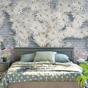 Tranh dán tường 3D hoa cúc trắng TDT646