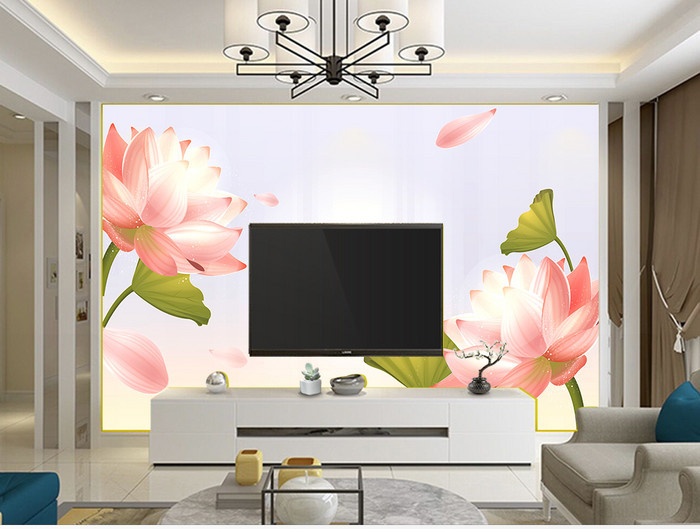 Tranh dán tường hoa sen hồng TDT668 1 02K888piC5y3 2