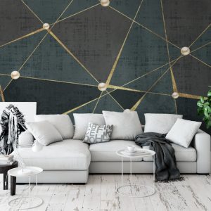 Tranh dán tường trừu tượng hình học điểm ngọc trai TDT663