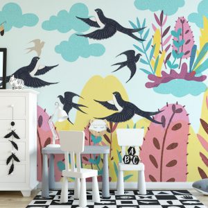 Tranh dán tường vẽ thiên nhiên động vật màu sắc TDT651