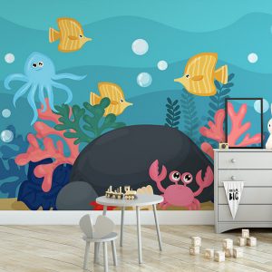 Tranh dán tường vẽ sinh vật biển TDT679