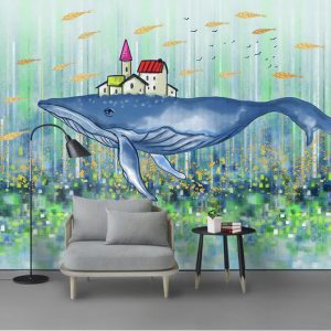 Tranh dán tường chú cá voi xanh TDT697