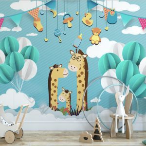 Tranh dán tường vẽ những chú hươu cao cổ TDT696