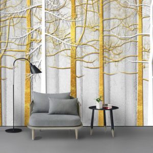 Tranh dán tường trừu tượng cánh rừng vàng TDT694