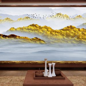 Tranh dán tường nghệ thuật thiên nhiên núi vàng TDT686