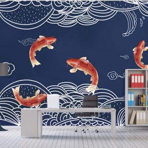 Tranh dán tường cá chép đỏ TDT681