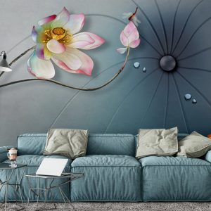 Tranh dán tường 3D hoa sen TDT709
