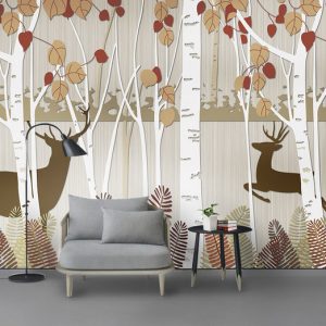 Tranh dán tường trừu tượng thiên nhiên động vật TDT682