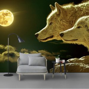 Tranh dán tường nghệ thuật chú sói vàng TDT805