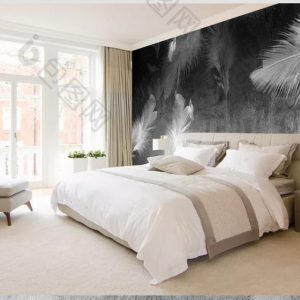 Tranh dán tường trừu tượng lông vũ trắng TDT811