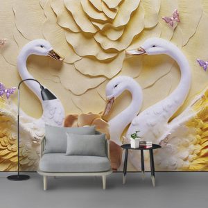 Tranh dán tường 3D chim thiên nga TDT788