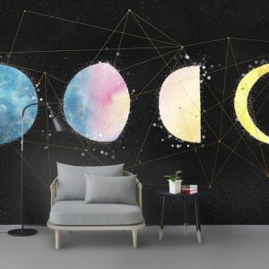 Tranh dán tường mặt trăng hiệu ứng galaxy TDT740