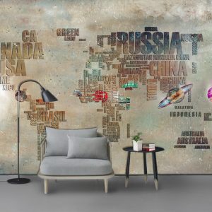 Tranh dán tường bản đồ thế giới TDT736