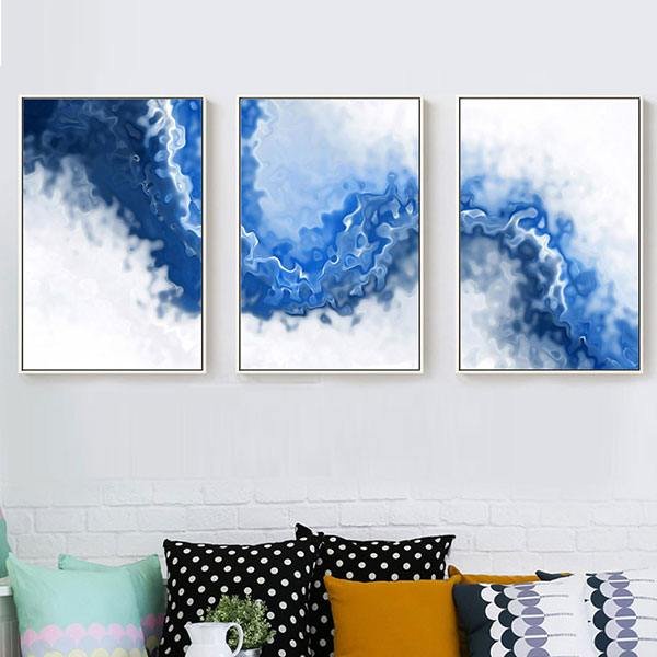 Bộ 3 tranh Canvas sóng biển trừu tượng CV0332