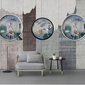 Tranh dán tường 3D hoa sen nghệ thuật TDT724