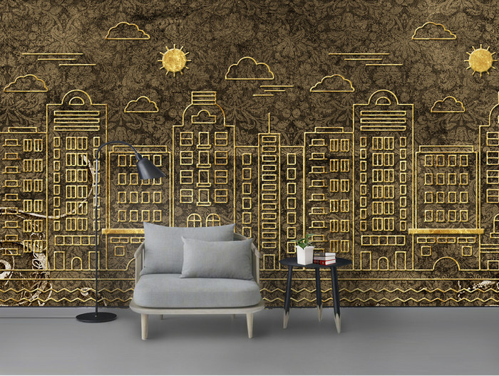 Tranh dán tường thành phố ánh vàng TDT722 1 13W888piCAzw