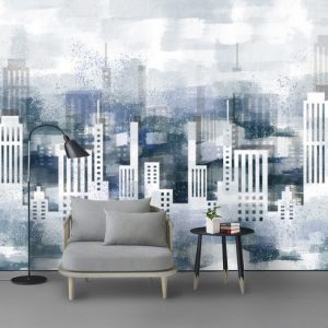 Tranh dán tường 3D thành phố cao tầng TDT730