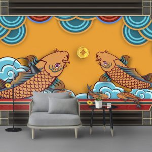 Tranh dán tường cá chép nghệ thuật TDT725