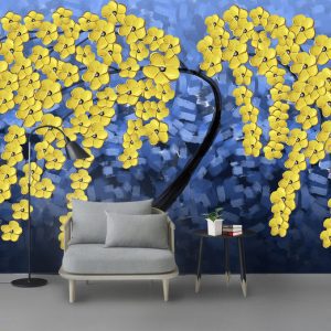 Tranh dán tường 3D hoa mai vàng TDT718