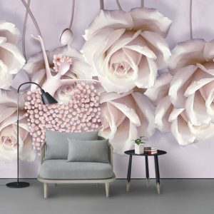 Tranh dán tường 3D hoa hồng tím TDT775