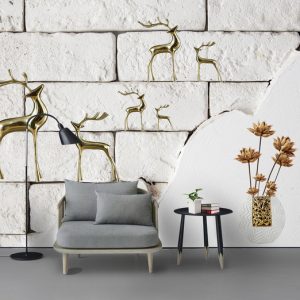 Tranh dán tường 3D hươu vàng TDT768