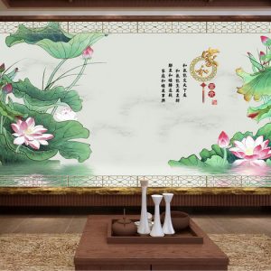 Tranh dán tường hoa sen nghệ thuật TDT716