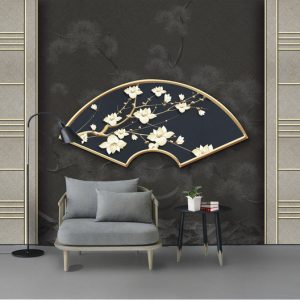 Tranh dán tường 3D quạt hoa TDT713