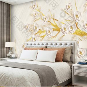 Tranh dán tường trừu tượng cây hoa thân vàng TDT801