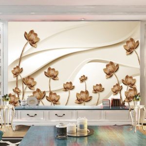 Tranh dán tường 3D trừu tượng hoa sen TDT779