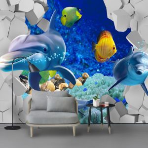 Tranh dán tường hiệu ứng 3D sinh vật biển TDT778