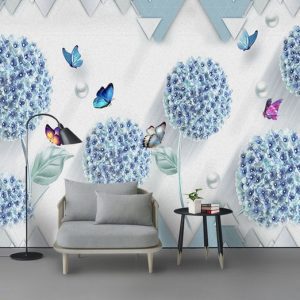 Tranh dán tường 3D hoa cẩm tú cầu TDT776