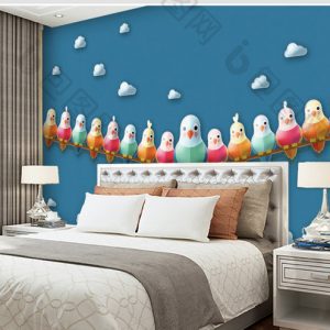 Tranh dán tường đàn chim ngộ nghĩnh TDT797