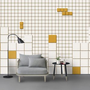 Tranh dán tường 3D hình học kẻ vuông vàng TDT753
