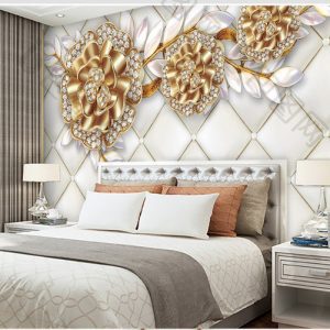 Tranh dán tường 3D hoa ánh vàng TDT791