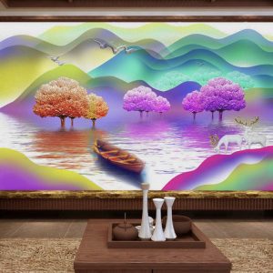 Tranh dán tường phong cách sông nước nghệ thuật TDT939