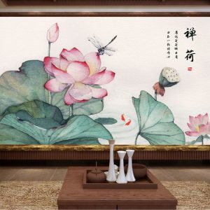 Tranh dán tường hoa sen nghệ thuật TDT940