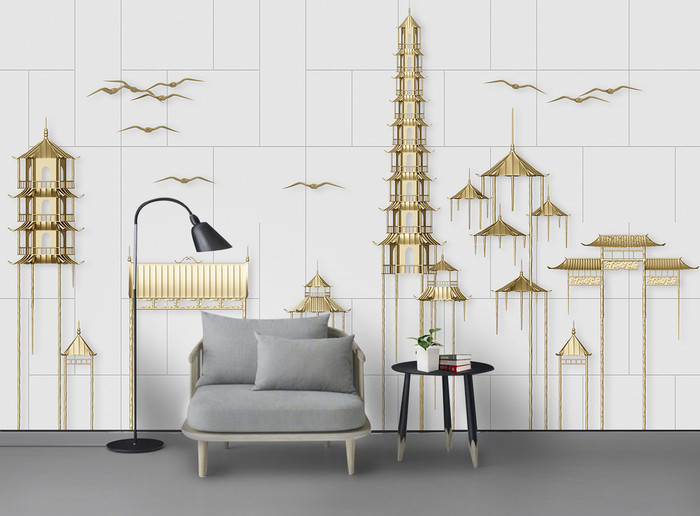 Tranh dán tường kiến trúc ánh vàng TDT932 1 16G888piCvDN