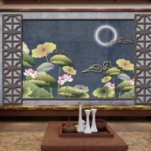 Tranh dán tường hoa sen nghệ thuật TDT936