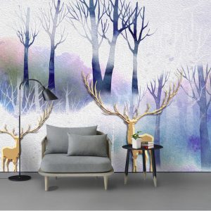 Tranh dán tường 3D trừu tượng hươu vàng TDT934