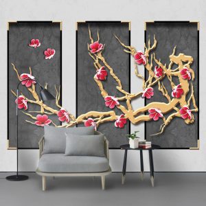 Tranh dán tường 3D cành hoa đào TDT930