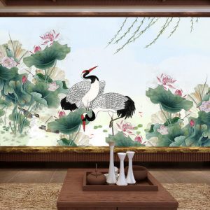 Tranh dán tường chim hạc trắng TDT925