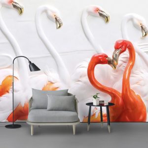 Tranh dán tường 3D chim hồng hạc TDT916