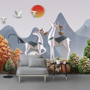 Tranh dán tường 3D trừu tượng động vật TDT903