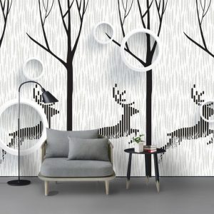 Tranh dán tường 3D đàn hươu TDT897