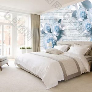 Tranh dán tường hoa hồng xanh 3D TDT971