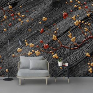 Tranh dán tường 3D hoa mai vàng TDT889