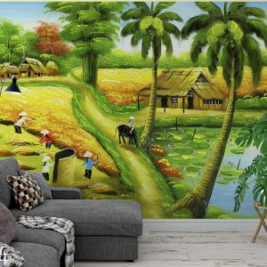 Tranh dán tường làng quê Việt Nam TDT705