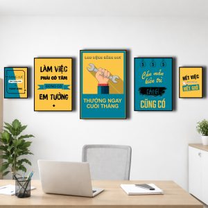 Tranh động lực văn phòng bộ 5 tranh VP0504