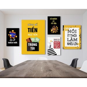 Tranh văn phòng Bộ 5 tranh văn phòng động lực phòng kinh doanh VP0510