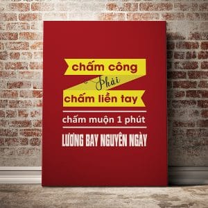 Tranh văn phòng chấm công phài chấm liền tay chấm muộn 1 phút lương bay nguyên ngày